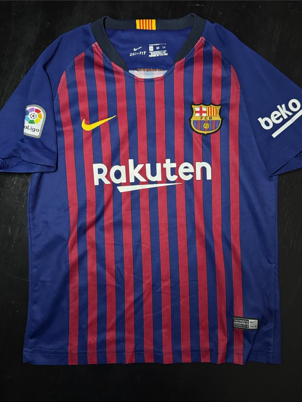 Nike Kids FC Barcelona Messi Blue & Red Striped Jersey